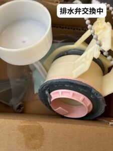 トイレ排水弁交換中